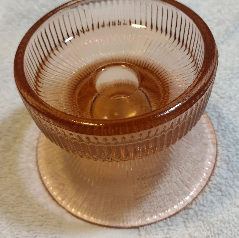 PINK Depression Glass Candlestick holder - Picture 2 of 7